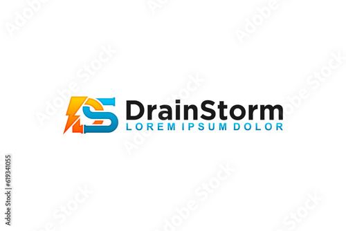 DS initial lightning icon symbol modern industry logo design