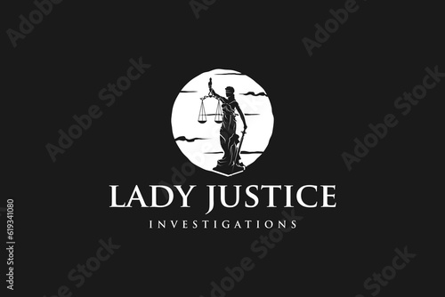 Lady of justice logo design iustitia goddes law legal icon symbol