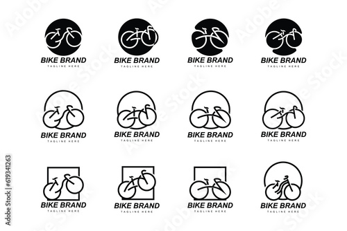 Bike Logo. Bicycle Sport Branch Vector, Simple Minimalist Transportation Design, Template, Silhouette