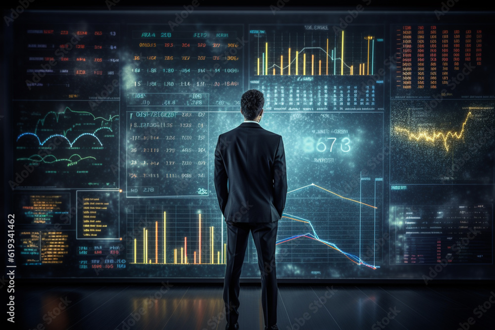 Businessman analyzing and calculating financial data for long term investment growth goals and company finance balance, Business strategy and planning of target. Economic analysis of Digital marketing Businessman analyzing and calculating financial data for long term investment growth goals and company finance balance, Business strategy and planning of target. Economic analysis of Digital marketing