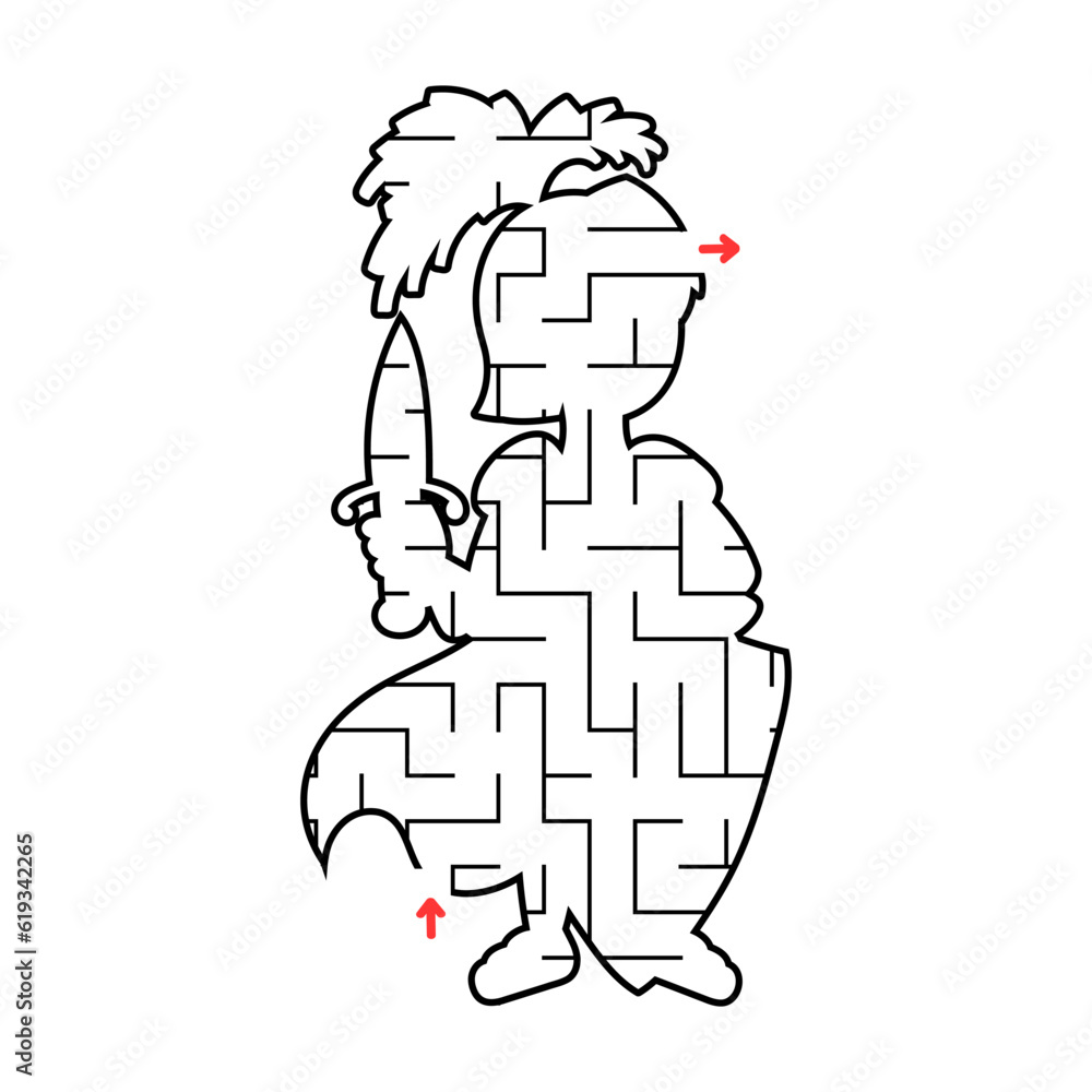 Abstract maze. Game for kids. Puzzle for children. Labyrinth conundrum. Find the right path. Education worksheet.