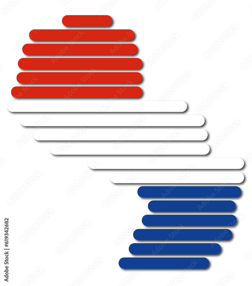 Umriss von Paraguay mit Hilfe von Linien und in den Landesfarben Umriss von Paraguay mit Hilfe von Linien und in den Landesfarben