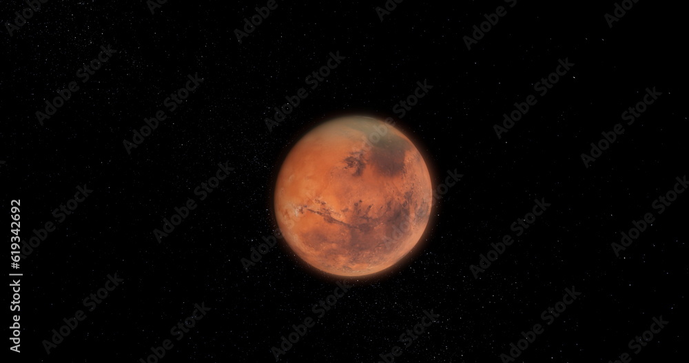 Planet Mars on the starry sky background. Solar system.
