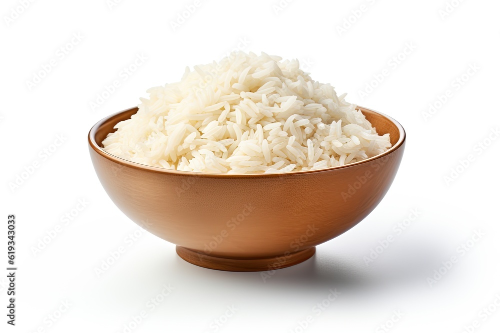 A Basmati rice in bowl isolated on white background A Basmati rice in bowl isolated on white background