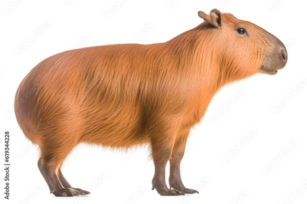 adorable capybara, side profile view, isolated background. Generative Ai adorable capybara, side profile view, isolated background. Generative Ai