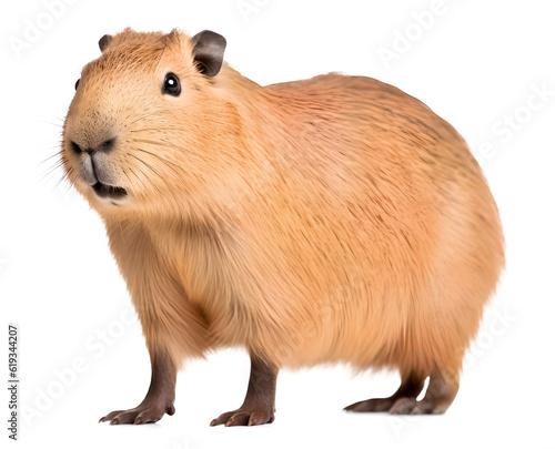 cute capybara, isolated background. Generative Ai