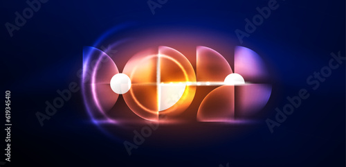 Abstract background shiny glowing neon color round elements and circles. Techno futuristic vector Illustration For Wallpaper, Banner, Background, Card, Book Illustration, landing page