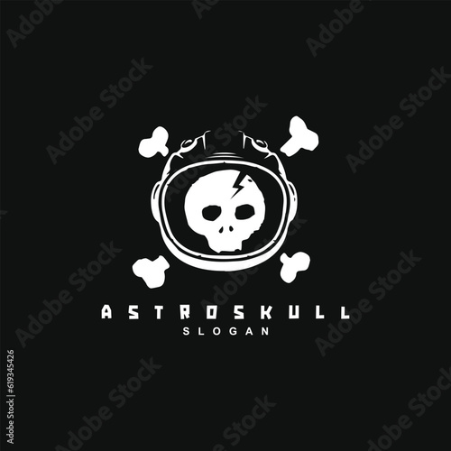 Vintage retro hand drawn grunge skull astronaut logo design vector