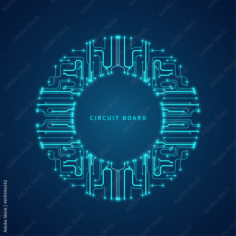 Abstract technology background with round circuit board. Stock Vector ...