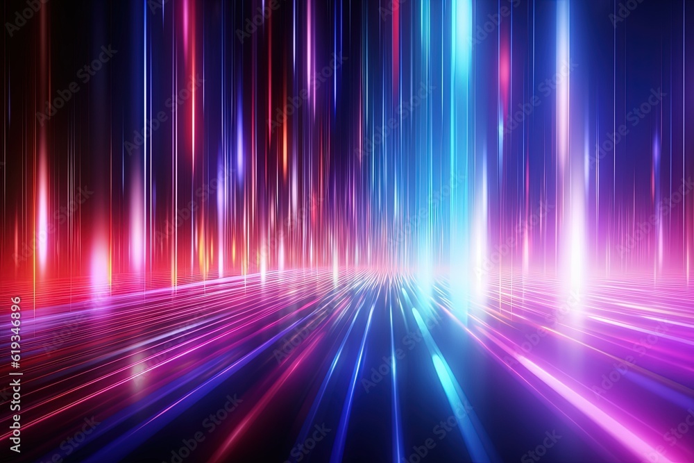 Fototapeta premium abstract futuristic background with gold PINK blue glowing neon moving high speed wave lines and bokeh lights. Data transfer concept Fantastic wallpaper