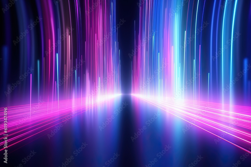 abstract futuristic background with gold PINK blue glowing neon moving high speed wave lines and bokeh lights. Data transfer concept Fantastic wallpaper