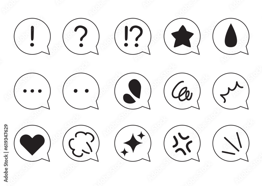 感情表現漫符モノクロ01