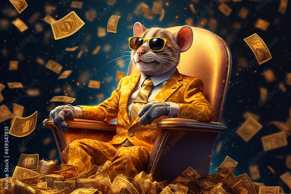 The Anthropomorphic Rat in a Luxury Rich Concept: Sitting on a King ...