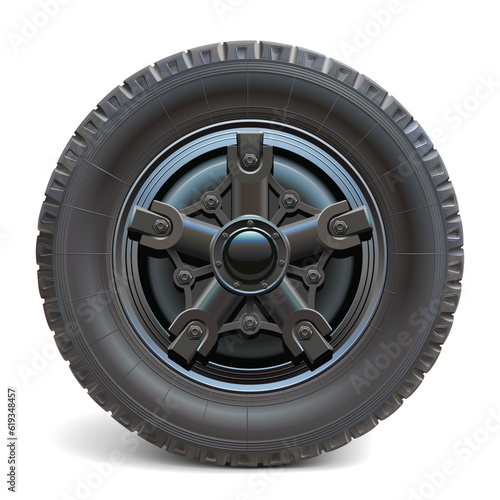 Vector Old Front Truck Wheel with Black Disk