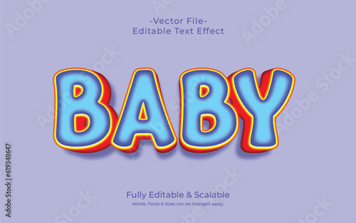 Baby 3D editable text effect template