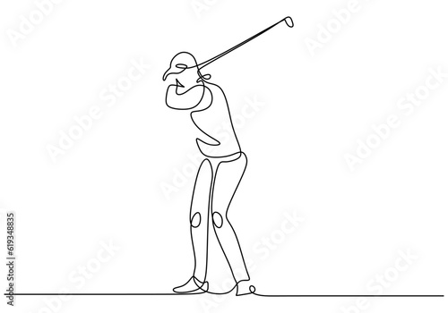 Golf player one line drawin...