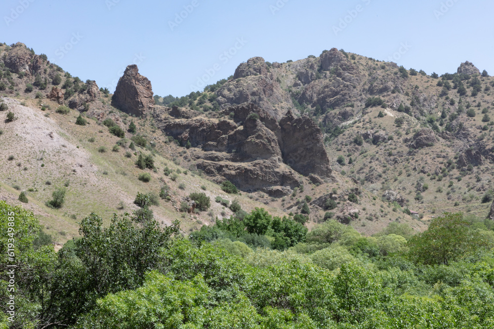 Mountainous Armenia landscape on a sunny spring day