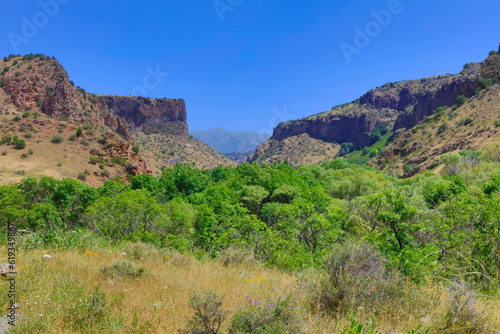 Mountainous Armenia landscape on a sunny spring day