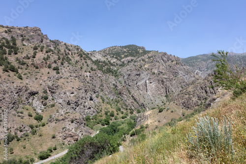 Mountainous Armenia landscape on a sunny spring day