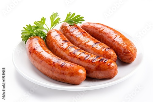 Boiled pork sausage isolated on white background photo