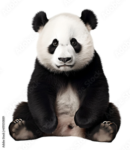 cute panda sitting, isolated on transparent background. Generative Ai