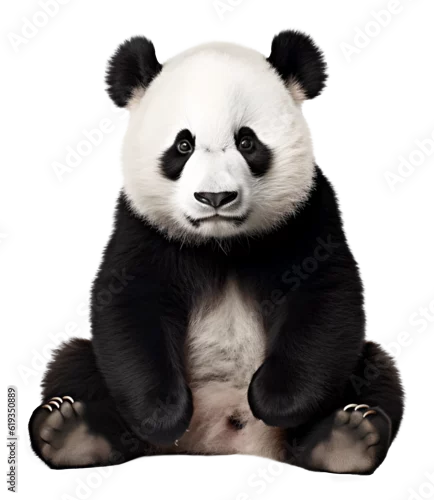 Fototapeta na wymiar cute panda sitting, isolated on transparent background. Generative Ai
