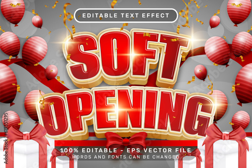 soft opening 3d text effect and editable text effect with ribbon and light illustration