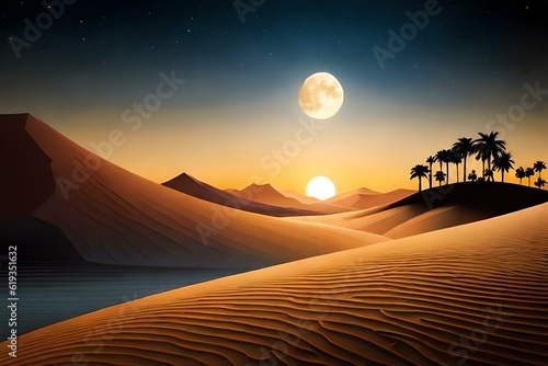 Sunset in the desert, Generative AI 