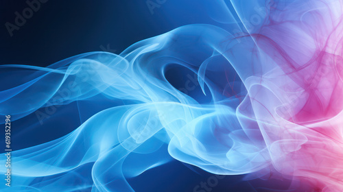 Blue abstract background, smoke, translucent, waves