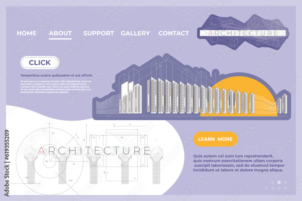 Abstract vector web template for architecture website