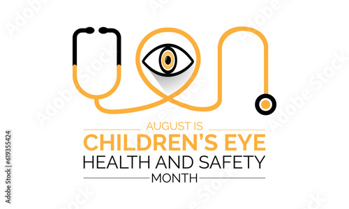 august is children's eye health and safety month awareness poster banner  design. Vector illustration.