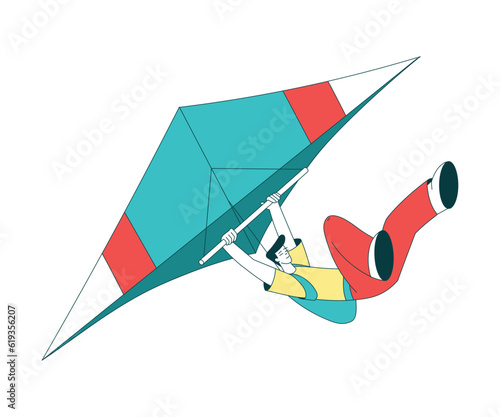 Air Sport with Man Character Hang Gliding Vector Illustration