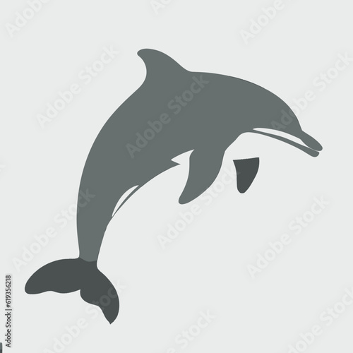Dolphin Silhouette Leaping in the Waves , Marine Life and Ocean Vector Illustration