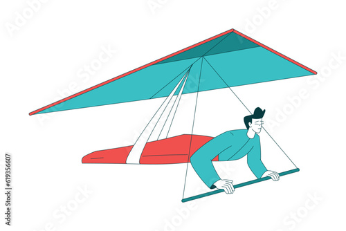 Air Sport with Man Character Hang Gliding Vector Illustration