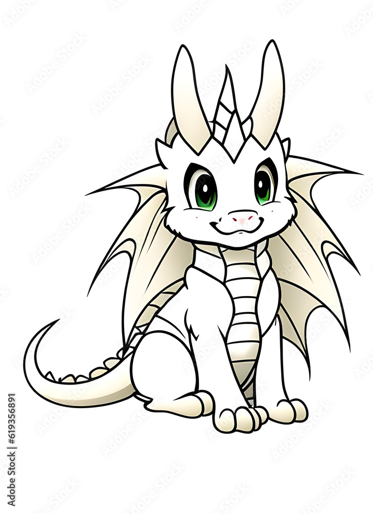 Sketch of a cute dragon of year 2024, generative ai Sketch of a cute dragon of year 2024, generative ai