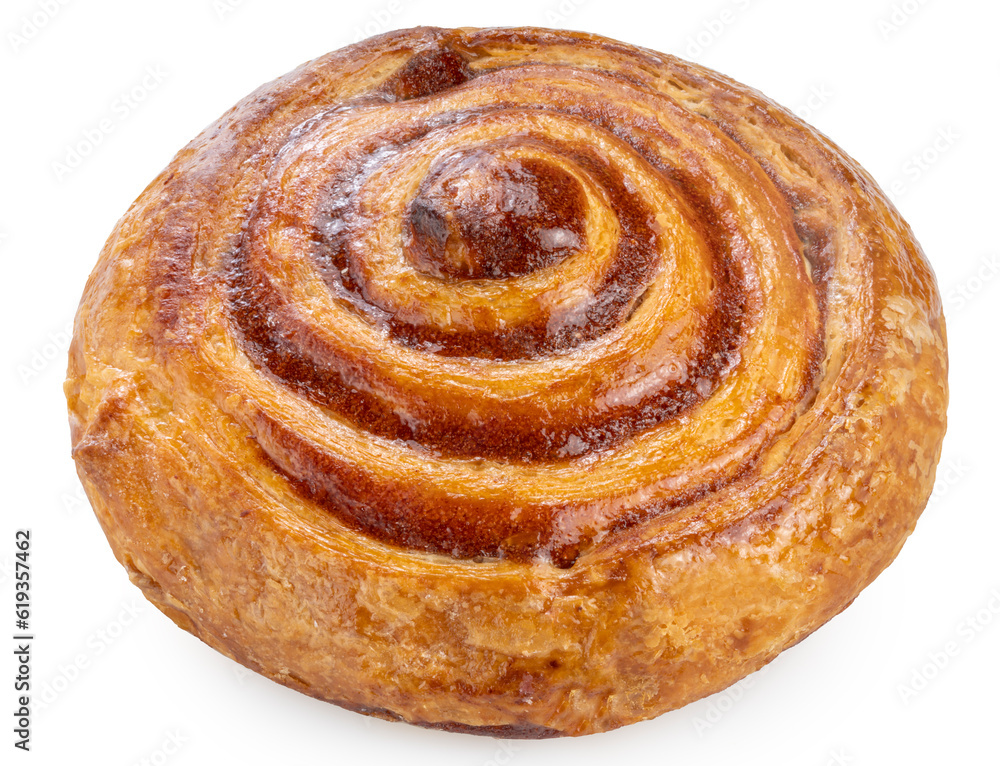 Danish Pastry or Cinnamon Swirl on wite background, Danish pastry swirl bakery isolate on white with clipping path. Danish Pastry or Cinnamon Swirl on wite background, Danish pastry swirl bakery isolate on white with clipping path.