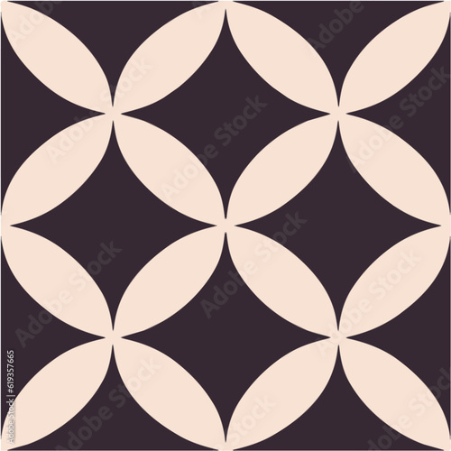 Enchanting black and white pattern showcases delicate white circles, forming a captivating dark flower motif with a touch of geometric art deco influence.