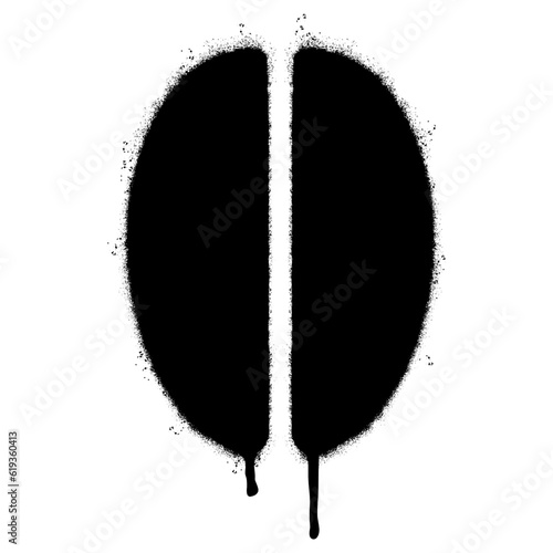 Spray Painted Graffiti coffee bean icon Sprayed isolated with a white background.