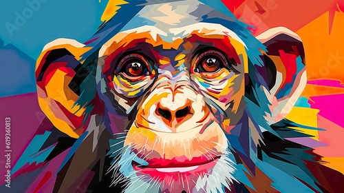 Illustration of a chimpanzee pop art
