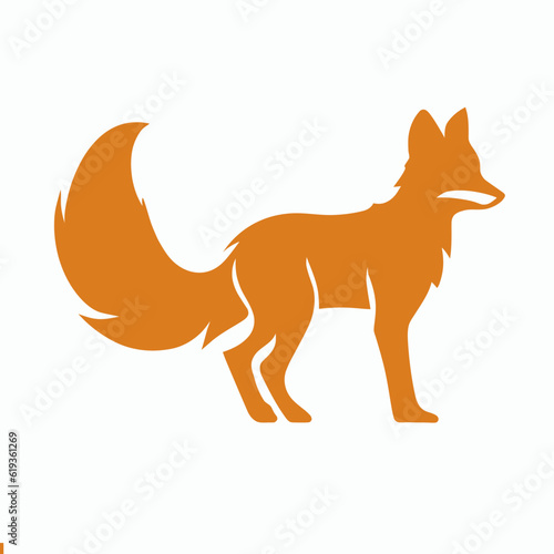 Fox Silhouette with Bushy Tail , Cunning and Agile Animal Vector Design