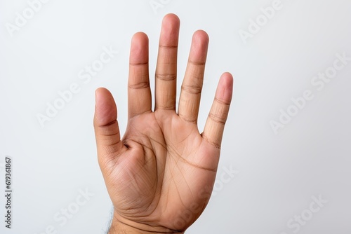 Male asian hand gestures isolated over the white background