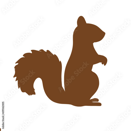 Squirrel Silhouette with Nut in its Paws , Forest Animal and Nature Vector Design