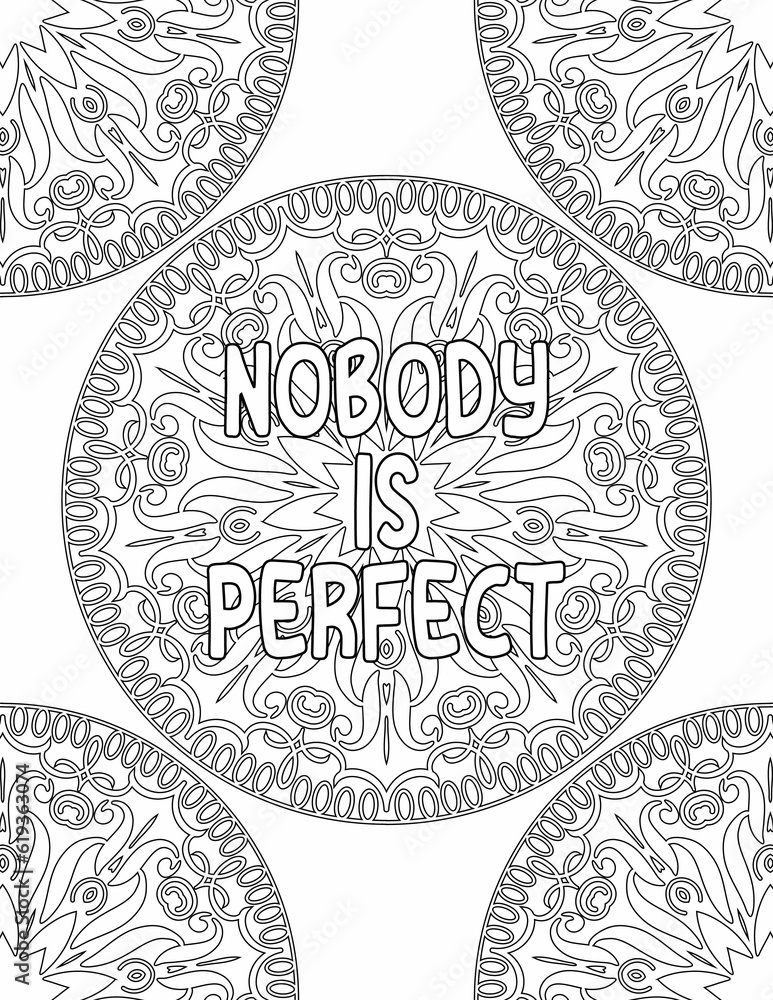 Affirmation Coloring Pages, Mandala Coloring Pages for Mindfulness and Stress-free for Kids and Adults
