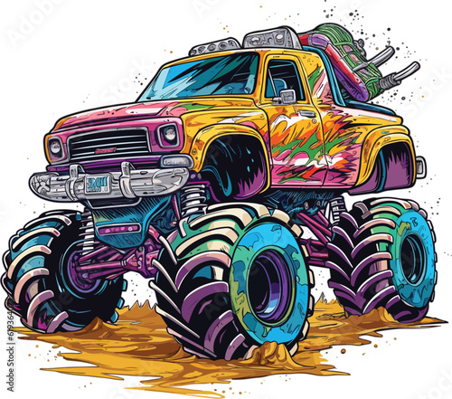 Monster truck vector cartoon