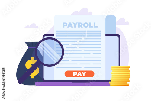 Invoice paper, payroll, salary payment concept. Vector illustration