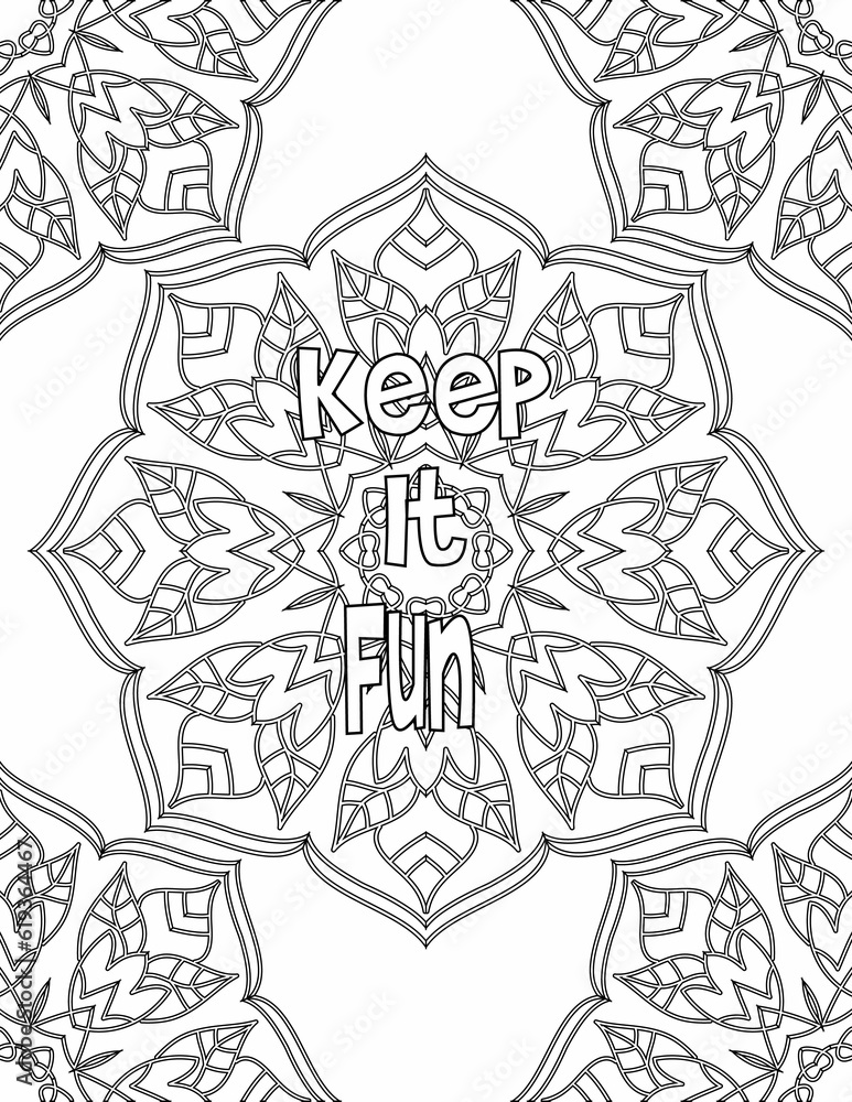 Positive Affirmation Coloring Pages, Mandala Coloring sheet for Self-acceptance for Kids and Adults
