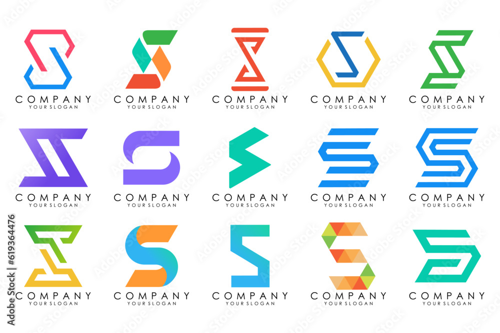 Abstract collection with letters S logo design. creative design logotype S with colorful colors. Abstract collection with letters S logo design. creative design logotype S with colorful colors.