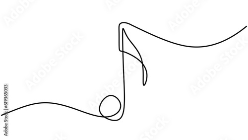 Music note vector illustration, single one continuous line art drawing style. Minimalism sign and symbol isolated on white background.