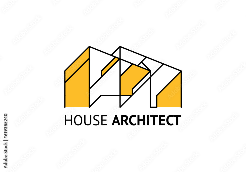 Naklejka premium Architecture logo template, real estate icon modern building, line minimal design. Vector illustration apartment abstract construction.