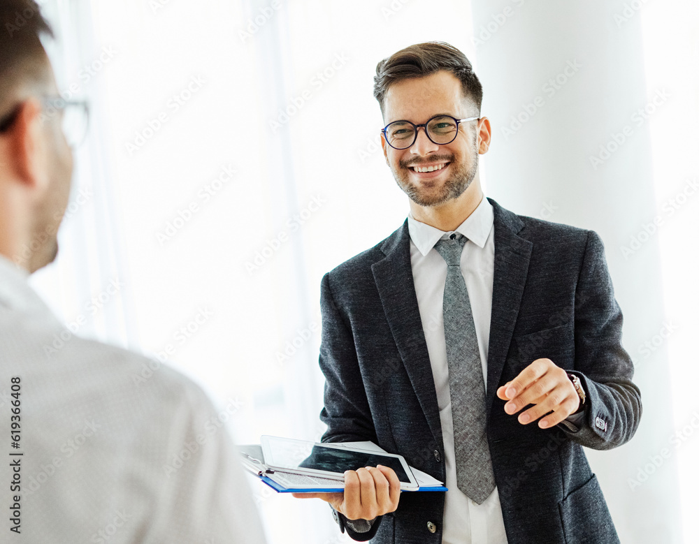 © Lumos sp - couple house property agent home real estate business buying investment apartment agreement deal client buyer new loan tablet computer technology